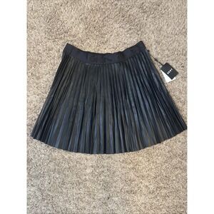 DKNY Black Faux Leather Pleated Skirt Women's Size XL NEW With Tags MSRP $99